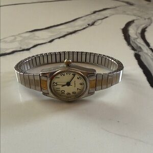 Two-Tone Silver and Gold Expandable Bracelet Quartz Watch